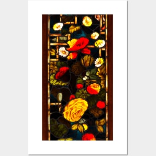 Stained Glass Flowers Posters and Art